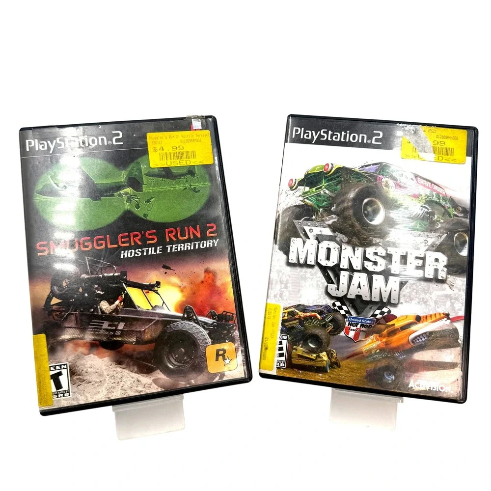 Sony PlayStation 2 Video Game Lot Smugglers Run 2 Monster Jam PS2 Black